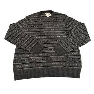 American Eagle Fair Isle Crewneck‎ Sweater Mens XL Gray Patterned Knit Pullover